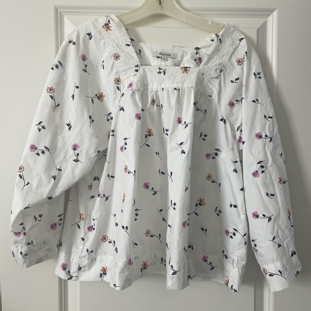 Madewell women’s box neck floral top size XS EUC